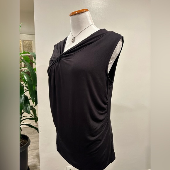 047 One 7 Six Black Sleeveless Top Ruched Sides - Picture 2 of 3
